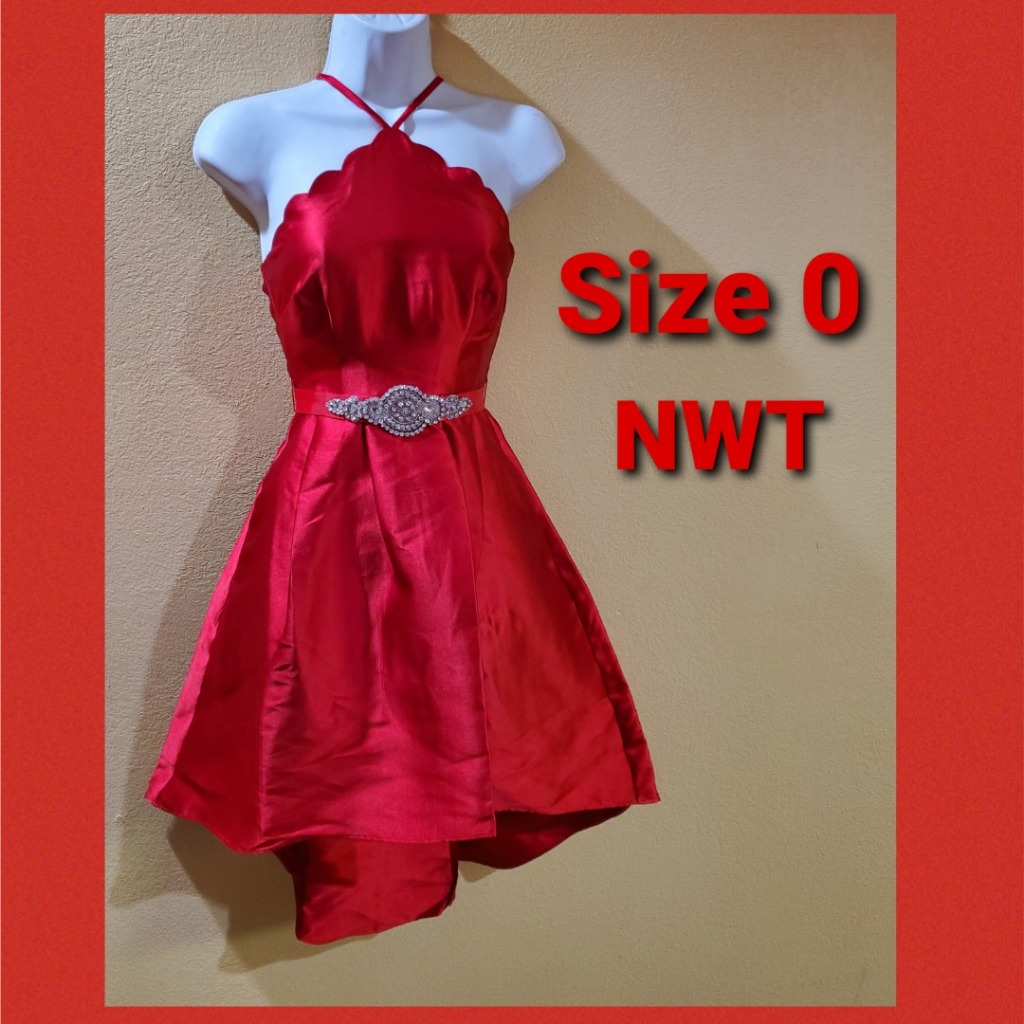 Red Halter Dress - Slight High Low
